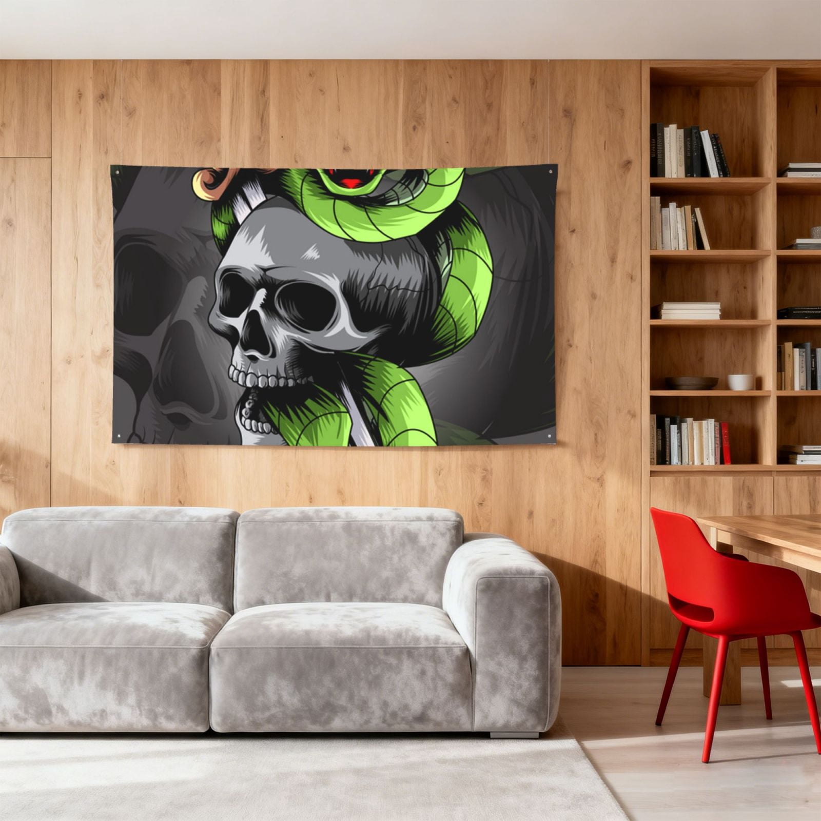 Sword Pierced Skull With Snake Four Hole Decorated Banner Flag for Garden Yard Home Decoration Indoor Outdoor 4x6 Ft