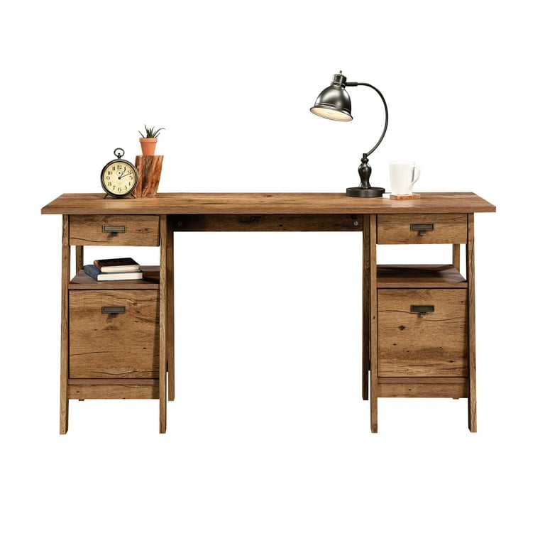 Sauder Trestle Executive Desk, Vintage Oak Finish, Home Office
