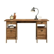 Sauder Trestle Executive Desk, Vintage Oak Finish