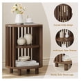 thumbnail image 4 of Round End Table, Wood Nightstand, Modern Bedside Table with Shelf, 3 Tier Small Side Table for Living Room Bedroom, Walnut - 19.7"D x 15.8"W x 15.8"H, 4 of 9