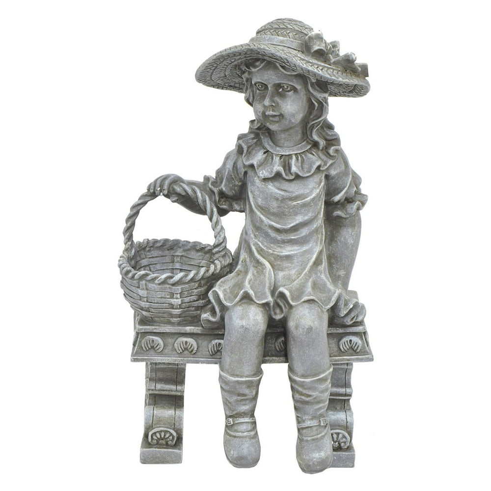 Three Hands Girl On A Bench Garden Statue 9553