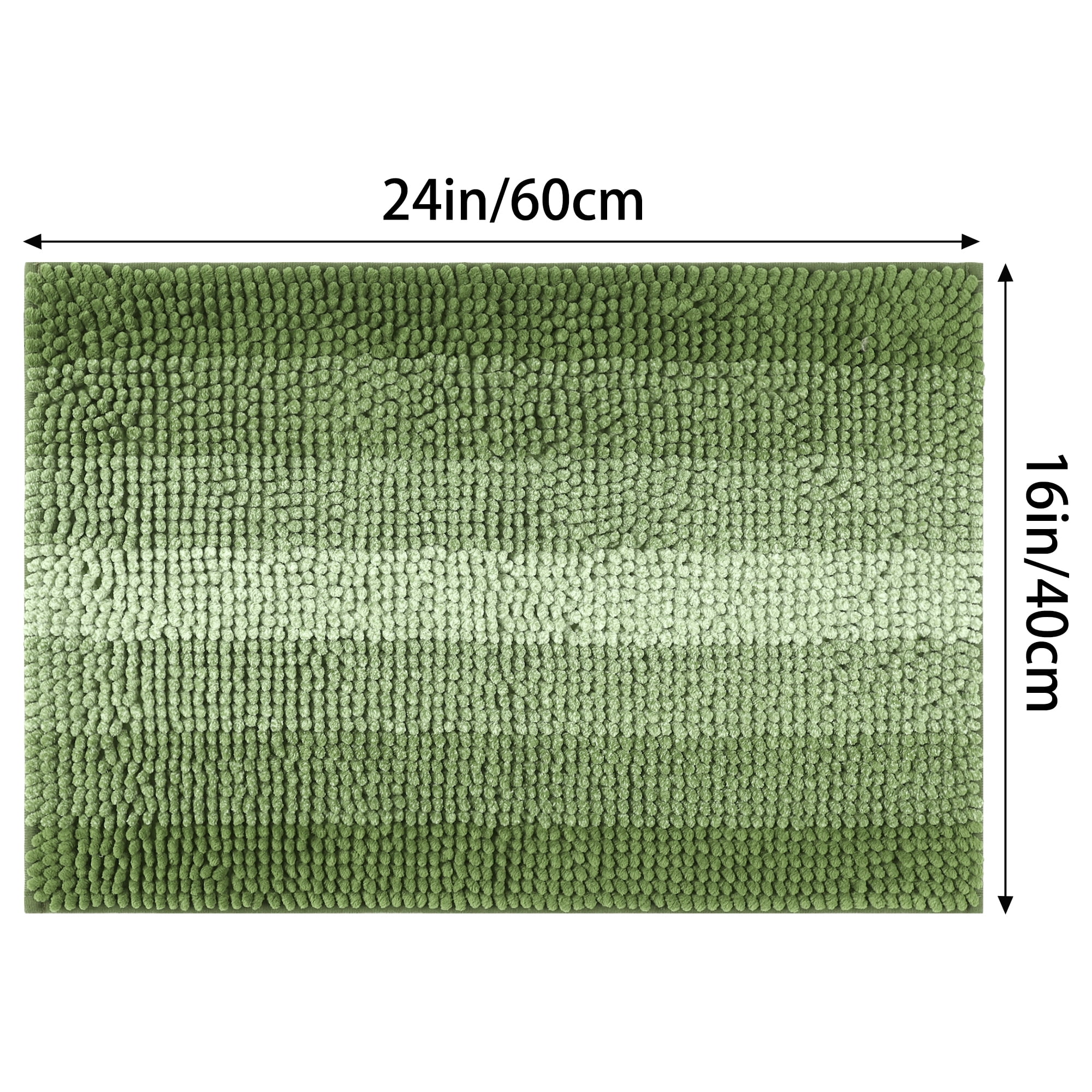 Unique Bargains Gradient Color Striped Bath Mats 2 Pcs Non-Slip Bathroom Rugs Green 16" x 24"