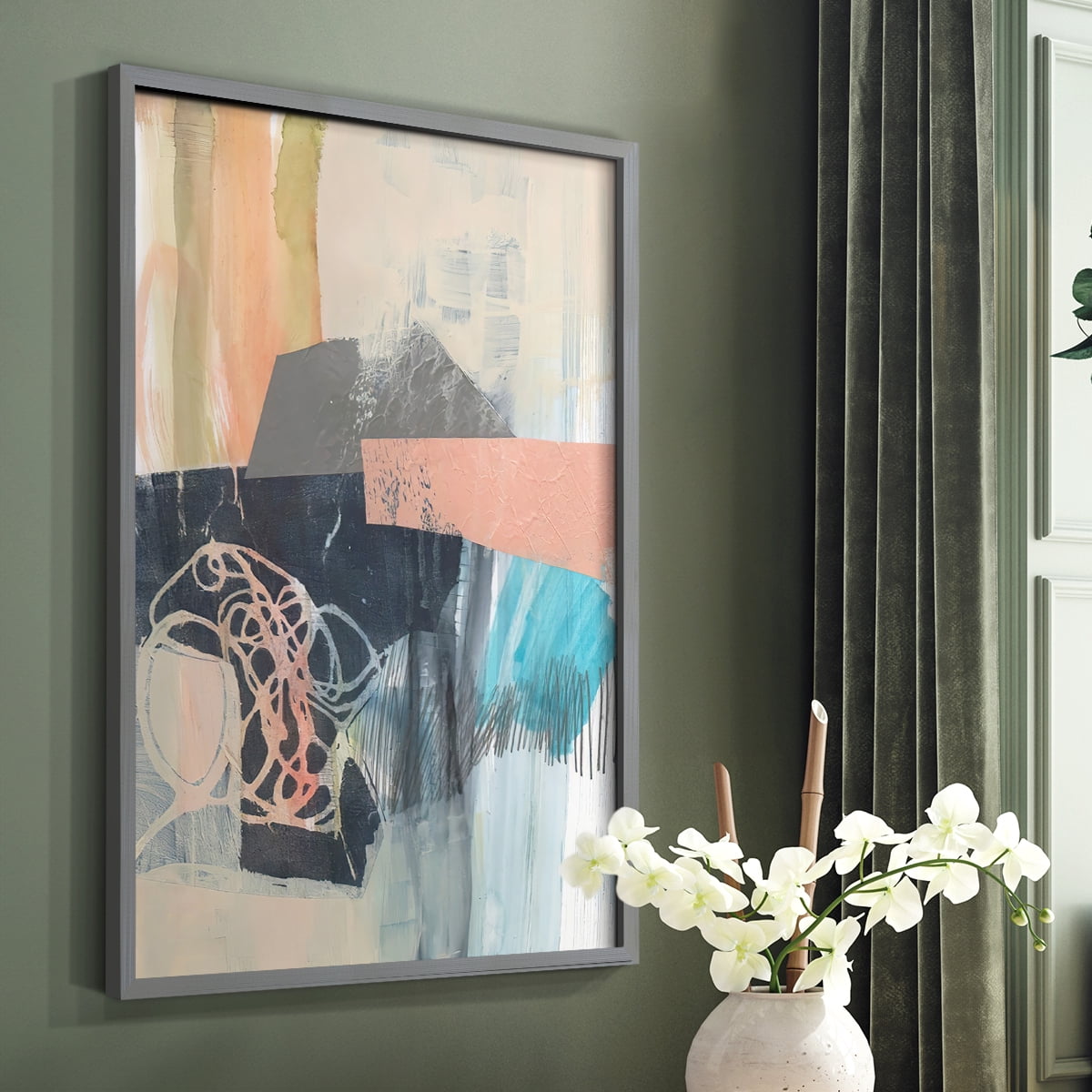 Reductive II in Gray Solid Wood 16 x 20 Framed Print