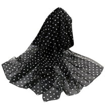 Clearance! Baberdicy 160*50Cm Women Dot Print Long Soft Wrap Scarf Simulation Silk Shawl Scarves Black
