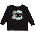 thumbnail image 3 of Inktastic Easter He Has Risen with Cross and Flowers Boys or Girls Long Sleeve Toddler T-Shirt, 3 of 5