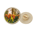 thumbnail image 1 of Fleur Forêt Science Nature Paysage Rond Métal Broche d'Or Clip, 1 of 3