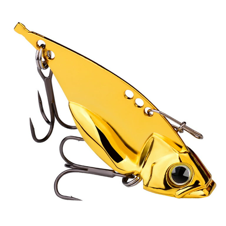 harmtty 1Pc/5Pcs Bass Fishing Baits Simulation 3D Fisheye Sharp Double  Hooks Wobbler Prevent Escape Golden/Silver Color Sink VIB Lure Bait Metal Hard  Baits Fishing Supplies,Silver 