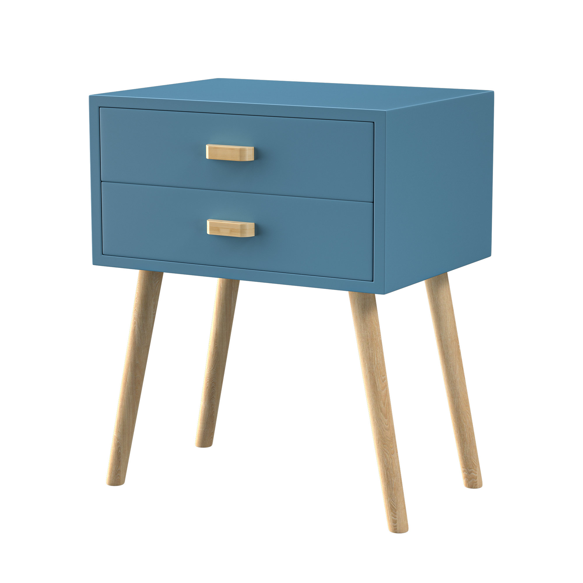 Bed Side Table with 2 Drawers Wooden Frame Table Nightstand Sofa Side