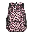 thumbnail image 2 of Pink and Black Leopard Print Backpack for School, Cute School Bag with Adjustable Shoulder Straps and Padded Back, 16.9"x12.6"x5.9", 2 of 5