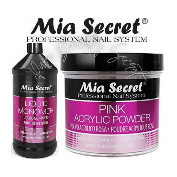Mia Secret Liquid Monomer 32 oz and Pink Powder 8 oz