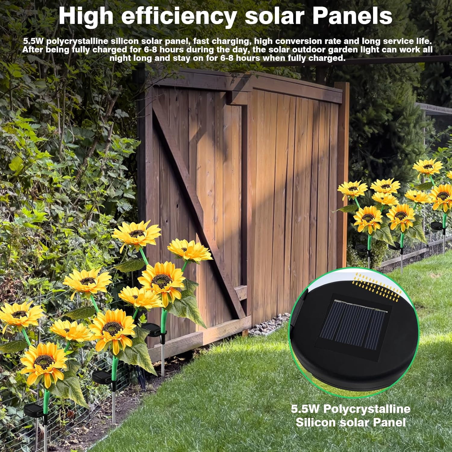 3 Head Solar-Powered Sunflower Lights - High - Simulation, IP44 Waterproof, Ideal for Outdoor Decoration,3 pack