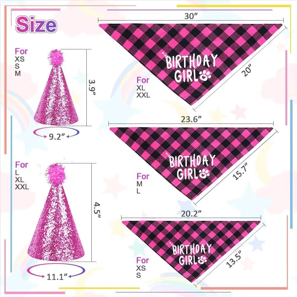 Dog Birthday Gift Set Supplies - Birthday Bandana, Sweater & Party Hat for Small, Medium & Extra Large Dogs Girl and Boy