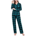 thumbnail image 5 of Penkiiy Family Christmas Pjs Matching Sets Woman Christmas Fashion Cute Lattice Christmas Tree Print Top Pants Suit Family Parent-child Wear Mom Green Christmas Pajamas, 5 of 10