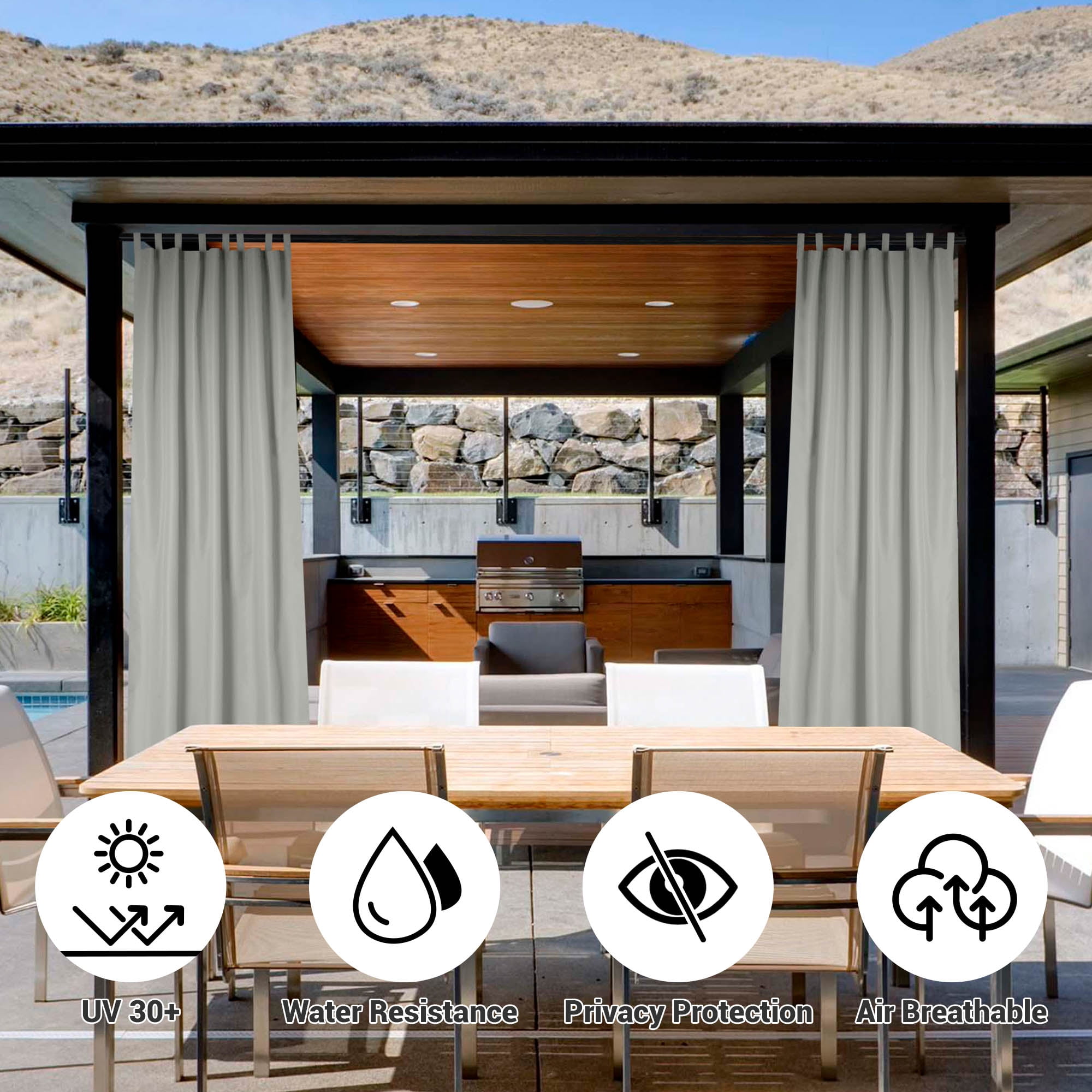 Yescom 54"x108" Outdoor Privacy Curtain Tab Top UV30+ Garden Lawn Pergola Patio 4 Piece