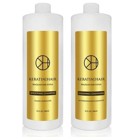 Keratin for Hair Smoothing Sulfate Free Shampoo & Conditioner Set with Complex Vitamins Argan Oil Sulfate Free Hair Regrowth Treatment for Hair Loss Frizzy Curly Thinning Hair, Unisex  32 fl