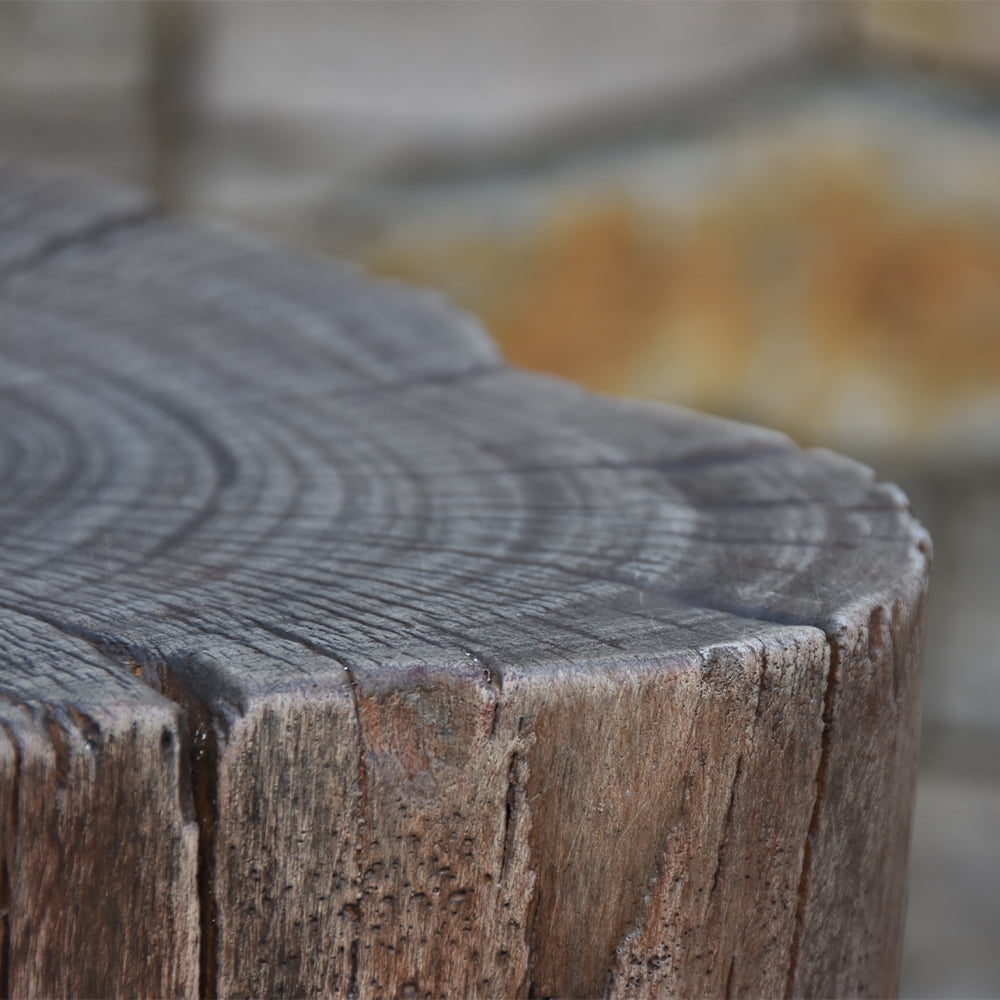 Elementi Warren Redwood Outdoor Fire Pit Seating 18 Inches Concrete Backyard Chair Firepit Accessories Patio Furniture
