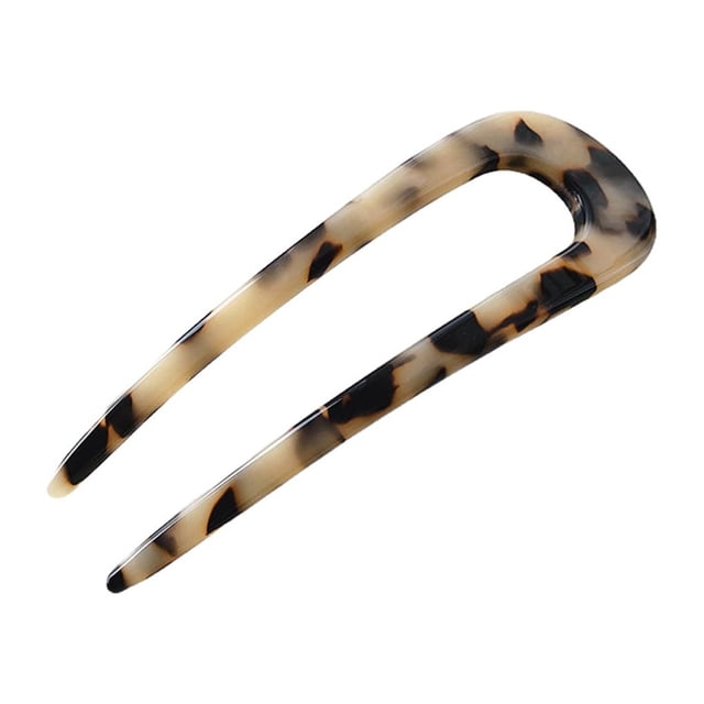 relayinert Bâtons de Cheveux en Forme de U Simplicité Modélisation Coiffure Fait Main Épingle à Cheveux Légère Queue de Cheval Accessoires Léopard Clair 1Set