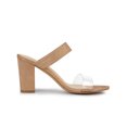 thumbnail image 3 of BLISSFUL STEP Women's Dual Clear Strap Block Heels Slides Sandals Nude (Size 11), 3 of 6
