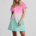 thumbnail image 5 of CHGBMOK Womens Summer Dresses Fashion Gradient Short-Sleeved V-Neck Casual Dress,Sizes S-2XL, 5 of 7