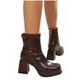 thumbnail image 4 of Women's Casual Ankle Boots Square Toe Chunky Heel Solid Color Back Zipper Spring Autumn Dress Shoes for Everyday Wear, 4 of 9