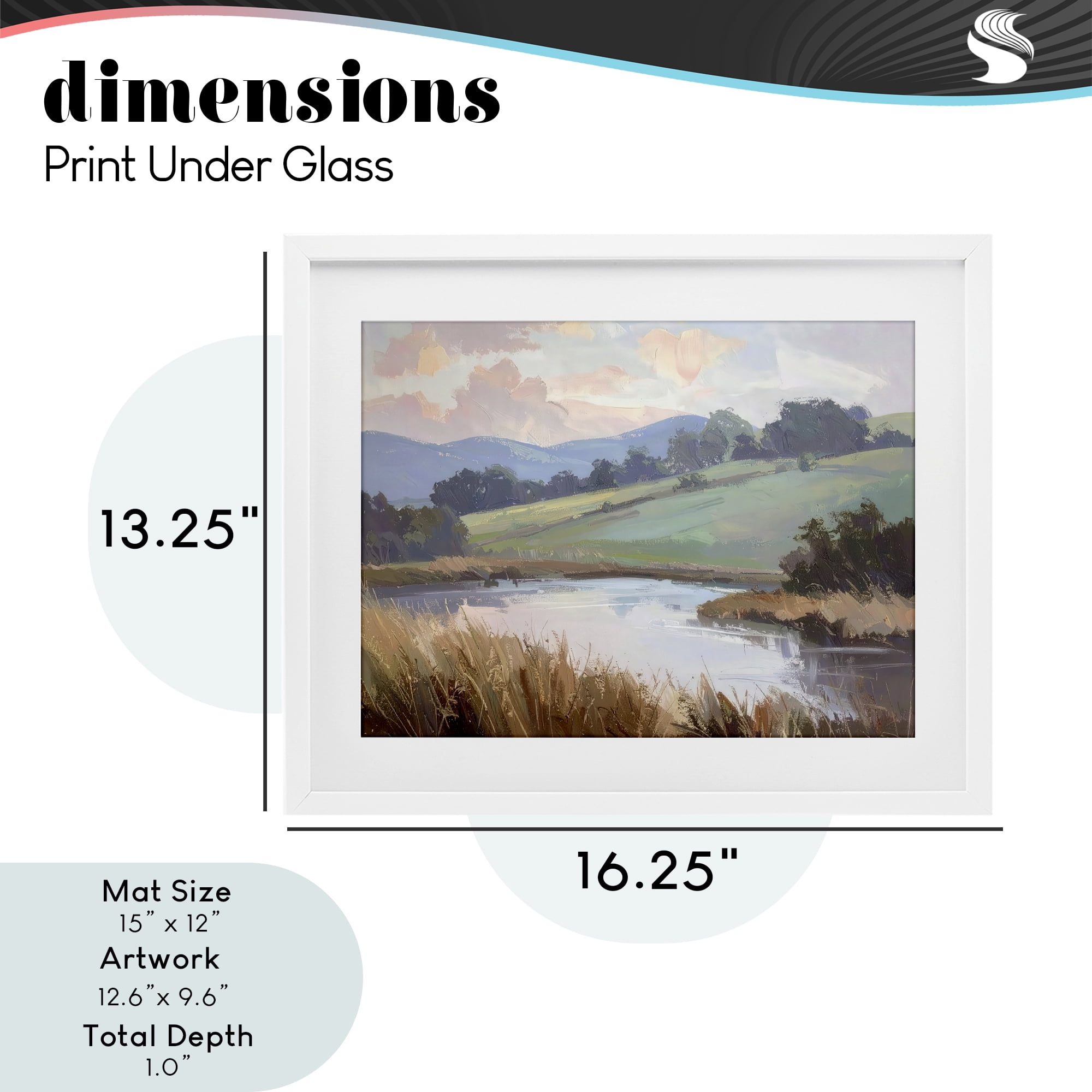 Stupell Industries Subtle Distant Mountains White Framed Print Under Glass, design by Alonza Saunders