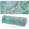 thumbnail image 2 of Marble Mouse Pad 35.4 X 15.7 Inch XXL Blue Aqua Teal Gold Abstract Art Print Full Desk Mousepad Extended Large Non-Slip Rubber Base Big Keyboard Mat with Stitched Edges for Gaming Office, 2 of 6