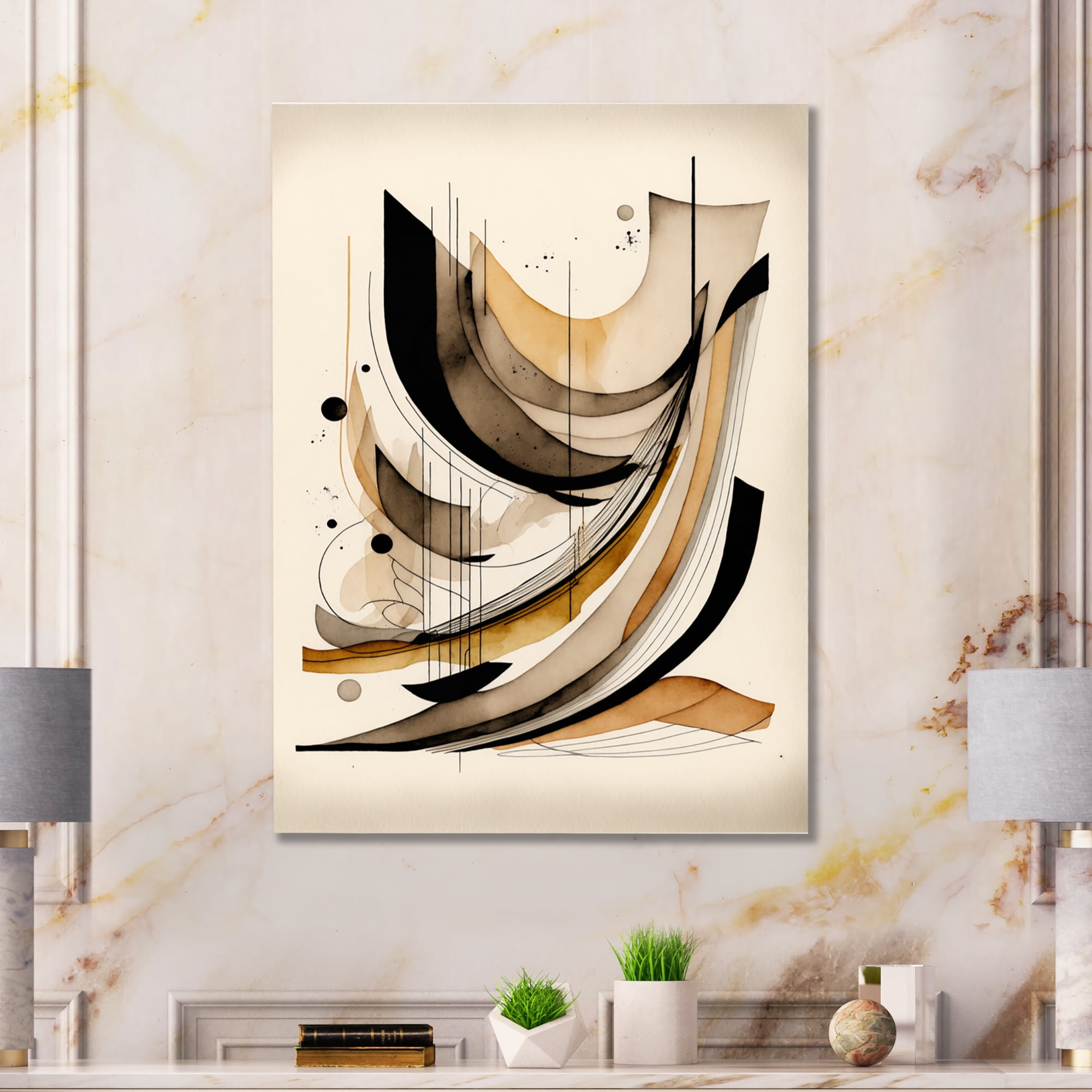 Designart Brown And Black Movement II Canvas Wall Art