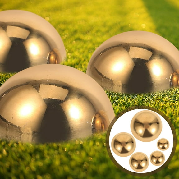 Raindrops 5Pcs Gazing Spheres Mirror Ball Decor Stainless Steel Golden Reflective Garden Hemisphere 1.90X1.90X1.00In