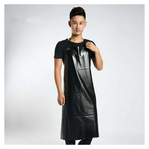 Wqmh Thick Rubber Waterproof Apron, Adjustable Heavy Duty Dishwashing Apron, Work Apron For Cooking, Cleaning, Gardening,Black