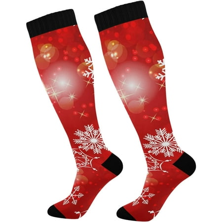 

bestwell Christmas Compression Socks Women Men Long Stocking (20-30mmHg) Travel Knee High Stockings for Athletic Sports Running Cycling Nursing (21-22) (20-30mmHg)