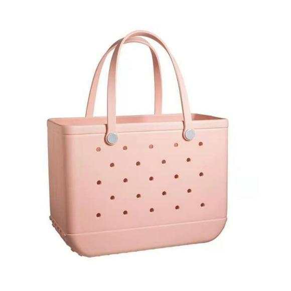 Waterproof Unisex Fashion EVA Beach Tote - DIY Mesh Design, Large Capacity (38x32x13cm), Pink Medium Size (650g) - Anti-Deformed Casual Shoulder Bag for Travel & Daily Use