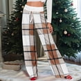thumbnail image 4 of Women Winter Soild Color Pants Full Length Long Trousers Sports Pants with Plaid Print and Drawstring for Classic and Warm Wear,Khaki,3XL, 4 of 8