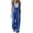 Blue, variant on Ruffle Trim Wide Leg Jumpsuits for Women V-Neck Sleeveless Smocked Elastic Waist with Pockets Loose Casual Summer Overalls