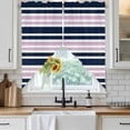 thumbnail image 3 of Swag Valance Curtains for Windows, Navy Blue Pink Striped Light Filtering Kitchen Curtains with Rod Pocket, Gradient Horizontal Lines Window Treatment Valances for Living Room, 36x36 - 2 PCS, 3 of 9