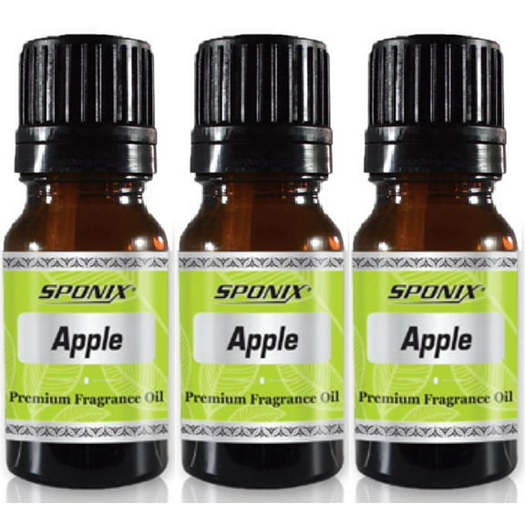 Apple Fragrance Oil 10 ml / 0.33 oz - 100% Pure by Sponix Made in USA Pack of 3