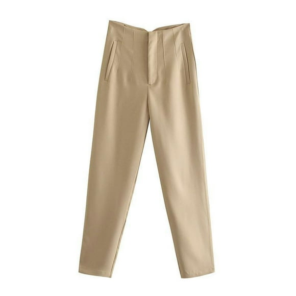 QUYUON Flowy Pants for Women Deals Fashion High Waist Straight Leg Casual Pants Suit Womens Sweatpants Full Length Pant Leg Loungewear Style P6835 Khaki M