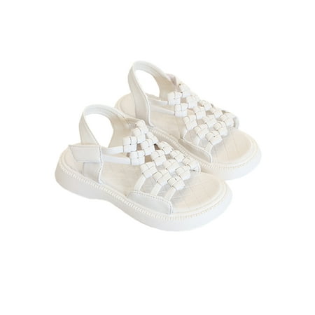 

UKAP Girls Casual Shoe Summer Roman Sandal Magic Tape Sandals Non-slip Dress Shoes Girl s Platform Solid Color White 27h