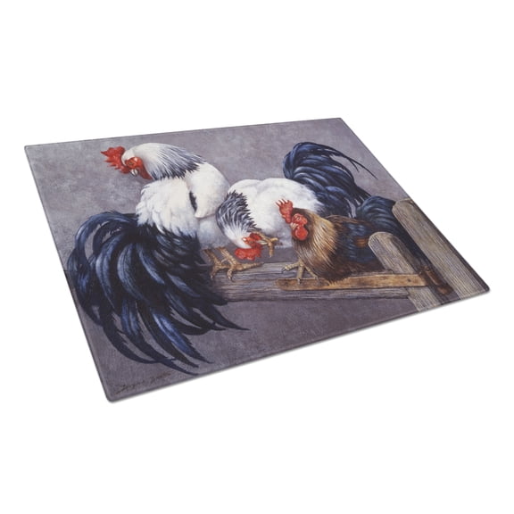 Carolines Treasures BDBA0208LCB Roosters Roosting Glass Cutting Board Large, 12H x 16W, multicolor