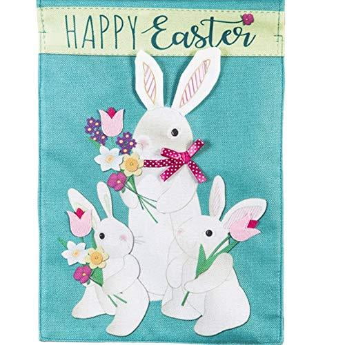 Easter Bunny Trio Flag 2 Sided Decorative Banner