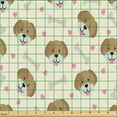 thumbnail image 2 of Ambesonne Dog Print Fabric by the Yard Upholstery, Bones Hearts Animal Faces, 5 Yards, Dark Mustard and Pale Pink, 2 of 5
