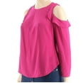 thumbnail image 2 of Rachel Roy Women Plus Size Dark Pink Ruffled Cold Shoulder Blouse 0X $99, 2 of 3