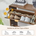 thumbnail image 6 of YOCWO Shoe Storage Cabinet with 4 Flip Drawers for Entryway, Shoe Rack Organizer with Wave Design, Walnut, 6 of 8