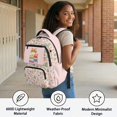 thumbnail image 3 of FKELYI Cartoon Cat Pink Print 17 Inch Schoolbag Spacious Kids Backpack with Multi-Pockets Primary School Bookbag Travel Backpacks for Elementary Student Girls Rucksack, 3 of 7