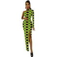 2024 Jamaica Flag Maxi Dress Long Sleeve Black Green Yellow Party