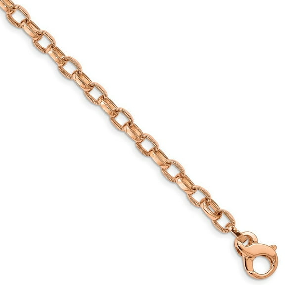 Primal Gold 14 Karat Rose Gold 5.0mm Fancy Link Ridged Edge Bracelet