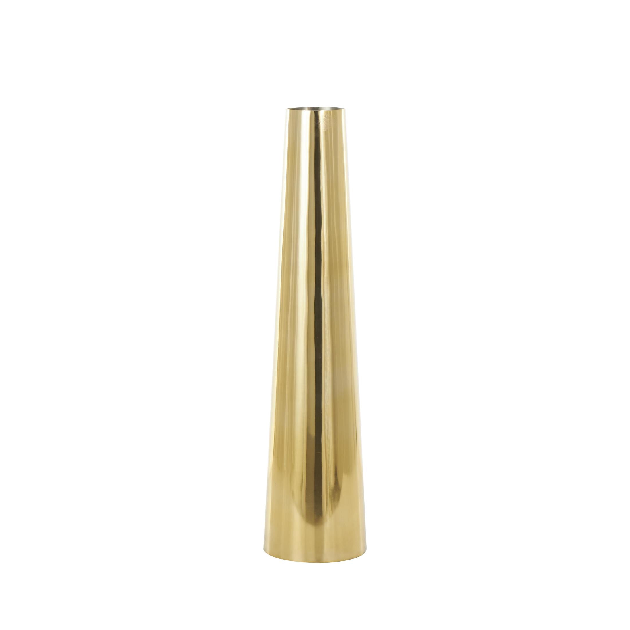 DecMode 36" Tall Floor Cone Gold Stainless Steel Metal Vase