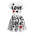 thumbnail image 3 of Youmylove Toddler Girls Short Sleeve Love Printed Princess Dress Dance Party Dresses Clothes Baby Playwear, 3 of 3