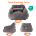 thumbnail image 4 of Ebenchico 3.8ft Oversized Bean Bag Chair for Adults Teens Kids, Beanbag Chairs with Pillow, Reading Gaming Relaxing Chair, Dark Gray, 4 of 15