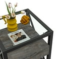 thumbnail image 4 of LUFTUT 21" Industrial Grey Side Table with Tempered Glass Top, 3-Tier Nightstand with Storage Drawer & Metal X-Frame, Grey Wood MDF End Table for Living Room & Bedroom, Support up to 110lbs, 4 of 9