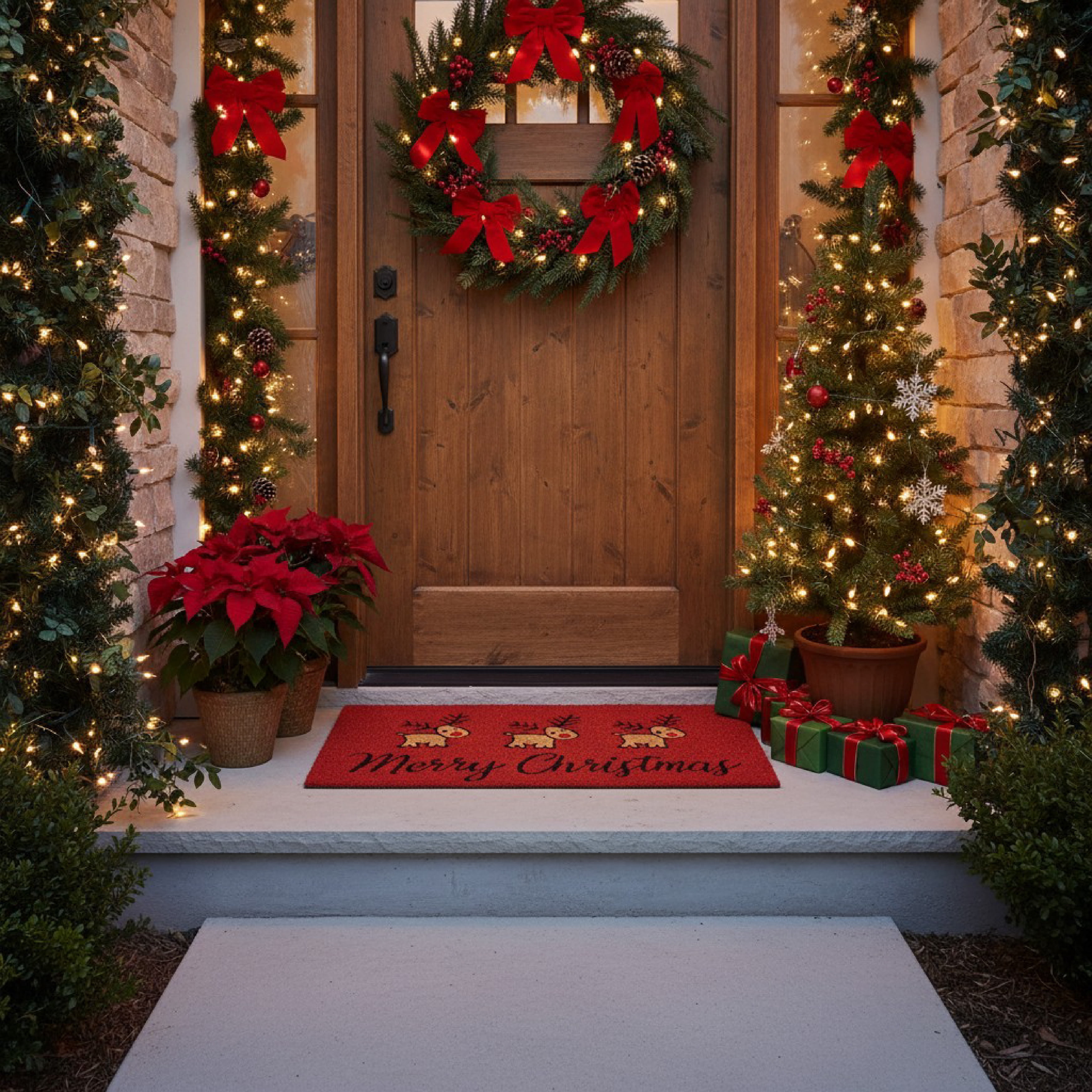Calloway Mills 107311729 17 x 29 in. Merry Christmas Deer Rectangular Doormat, Multi Color